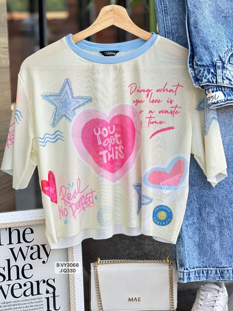 BLUSA CORTA MAYATEX ESTAMPADO YOU GOT THIS VY3068