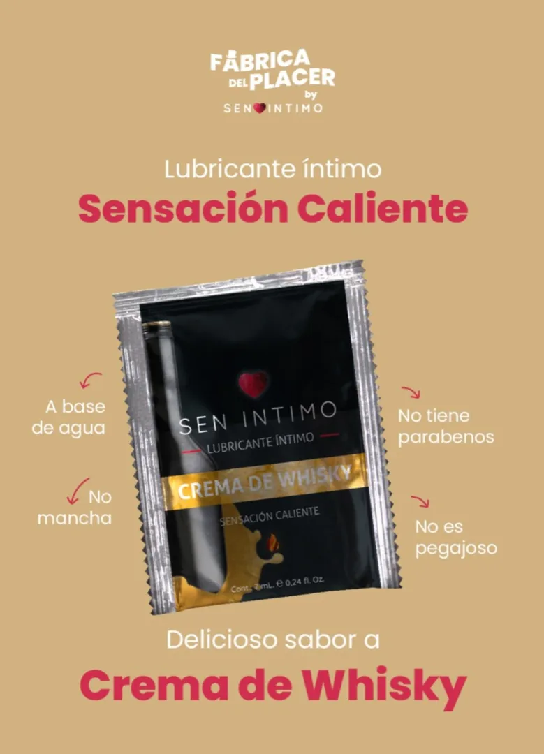 Lubricante Íntimo Crema De Whisky Sachet Sensación Caliente x 7 ml Sen Íntimo