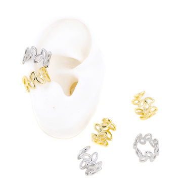 Imagen del producto EARCUFF SILUETA HOJAS LISA BAÑO EN RODIO