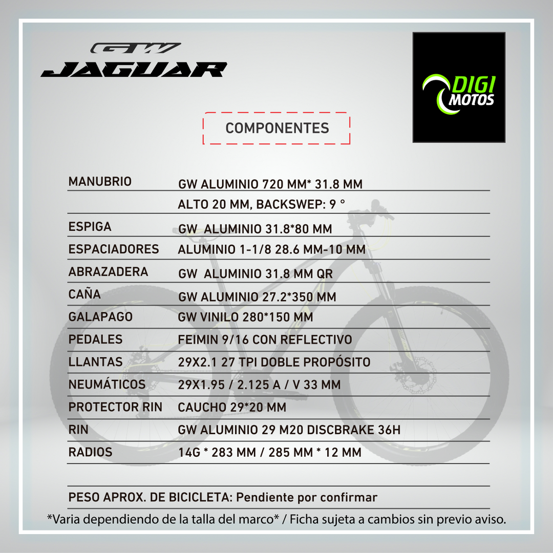 JAGUAR 7 VELOCIDADES FRENO MECANICO