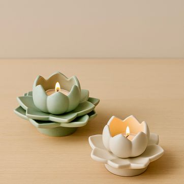 Imagen del producto Portavela Cerámica Flor de Loto VENDIDOS