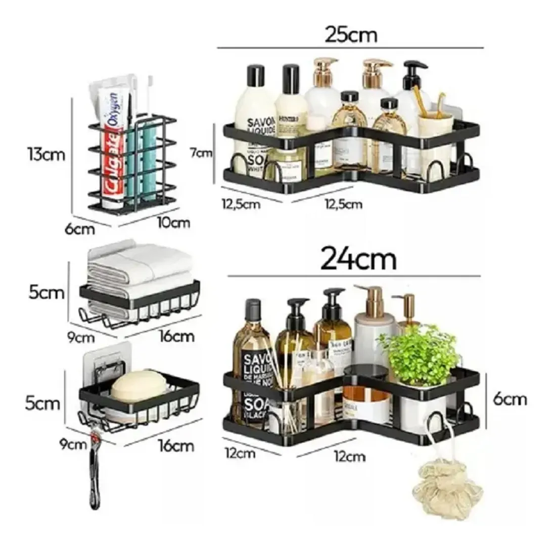ORGANIZADOR DE BAÑO ESQUINERO ESTANTE DE PARED 5 PIEZAS