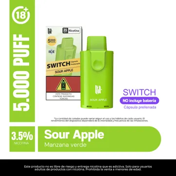 Imagen del producto Lit Pod Sour Apple 3% Switch Nic 5.000 Puffs
