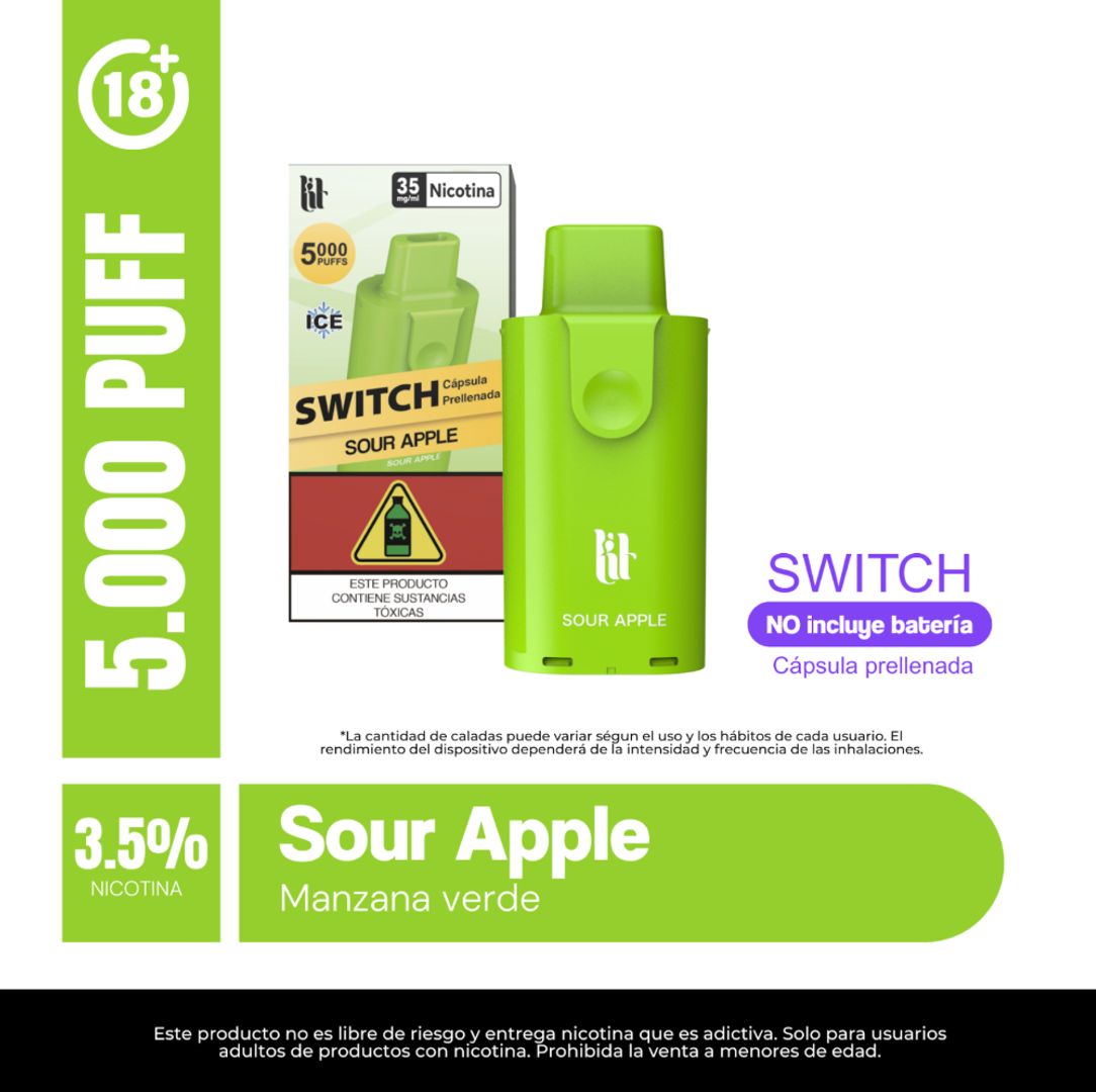 Lit Pod Sour Apple 3% Switch Nic 5.000 Puffs