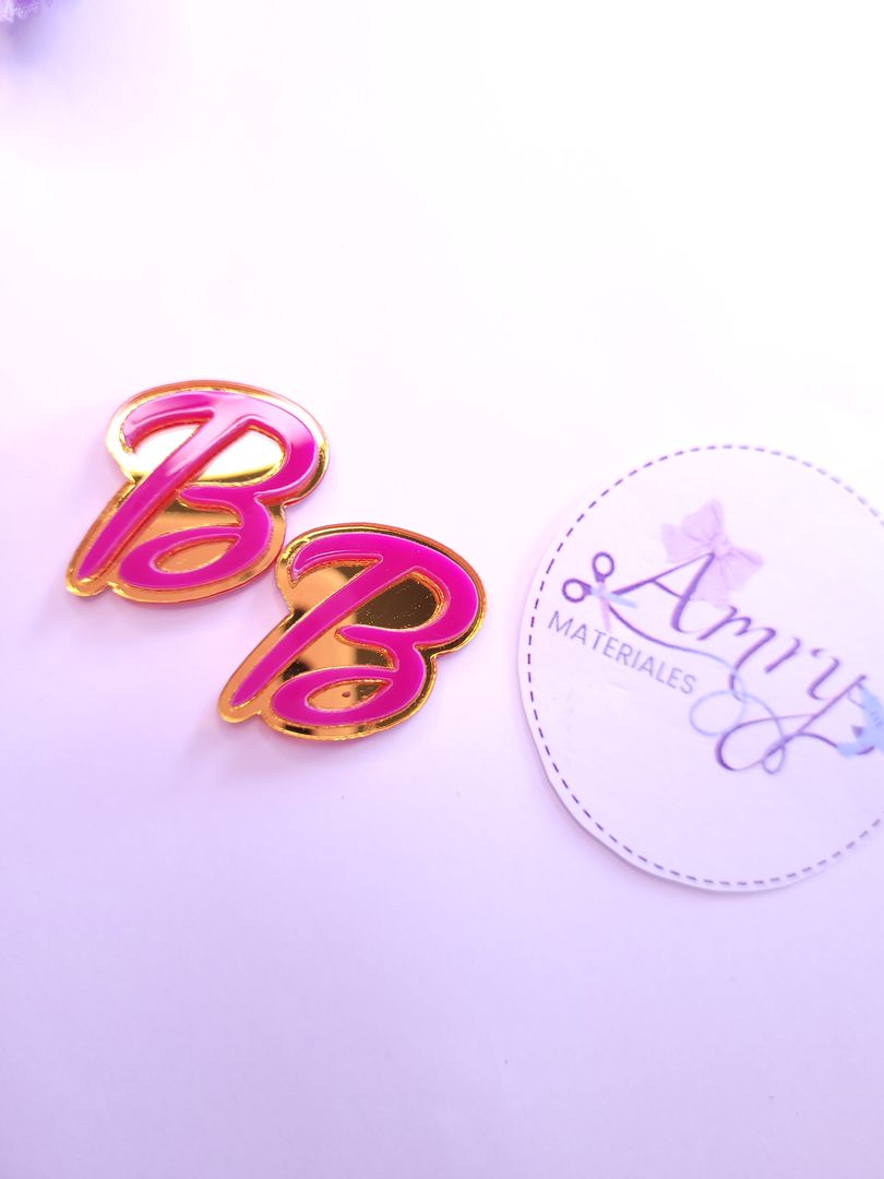 Acrílico 3.5x2.5cm B Dorado y fucsia