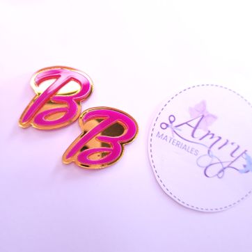 Acrílico 3.5x2.5cm B Dorado y fucsia - imagen 2