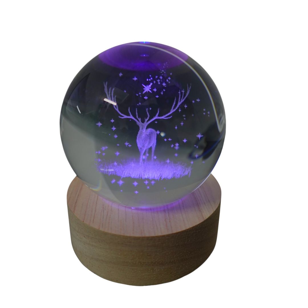 LAMPARA ESFERA DE CRISTAL RGB CIERVO