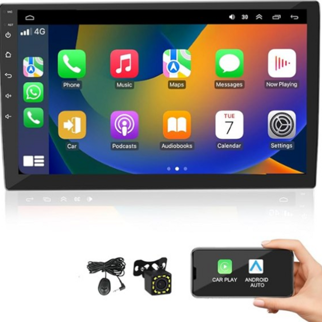 PANTALLA ANDROID - CARPLAY- RADIO 10PULGADAS  PARA AUTO + KIT GPS + CAM REVERSA
