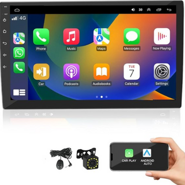 Imagen del producto PANTALLA ANDROID - CARPLAY- RADIO 10PULGADAS  PARA AUTO + KIT GPS + CAM REVERSA