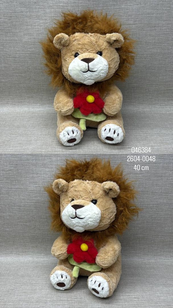 LEON CON FLOR ROJA DE 40 CM 