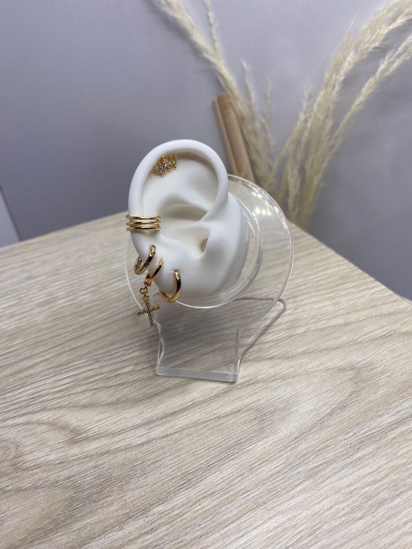 Diseño de candongas, pircing y earcuff, oro rosa, covergold 