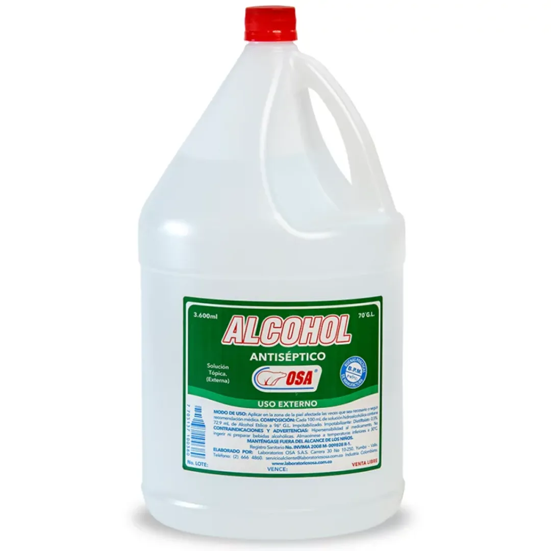 E.  ALCOHOL ANTISÉPTICO OSA X 3.600 ML