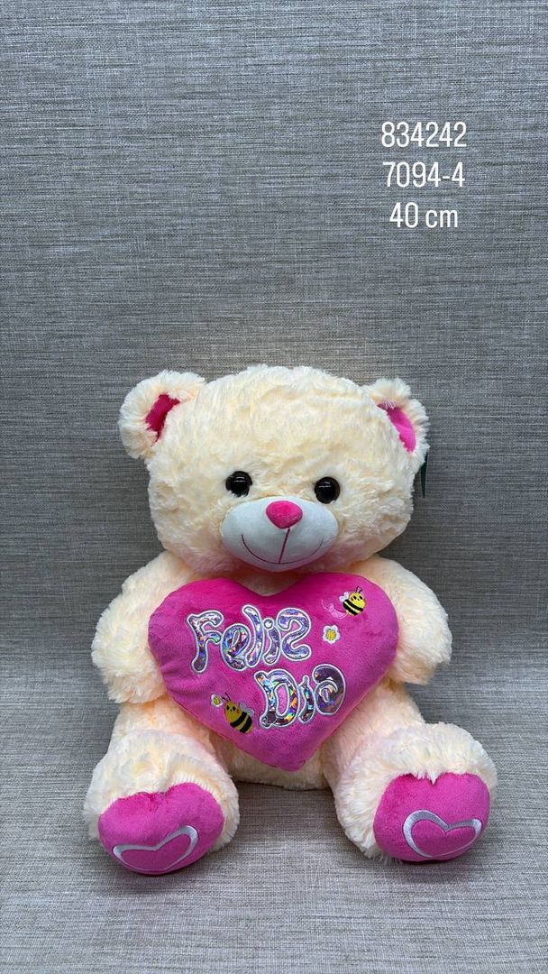OSO CON CORAZÓN "FELIZ DÍA" 40 CM