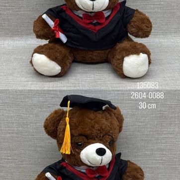 Imagen del producto OSO CAFE DE GRADO COLOR NEGRO CON ROJO 30 CM 