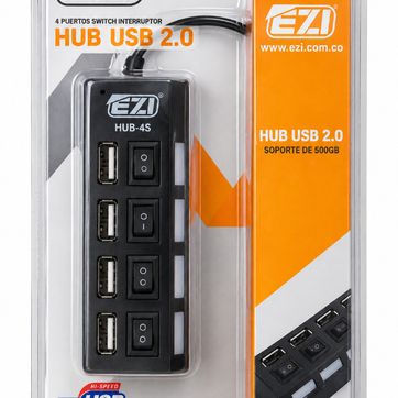 Imagen del producto Hub USB 2.0 EZI de 4 puertos con interruptores individuales