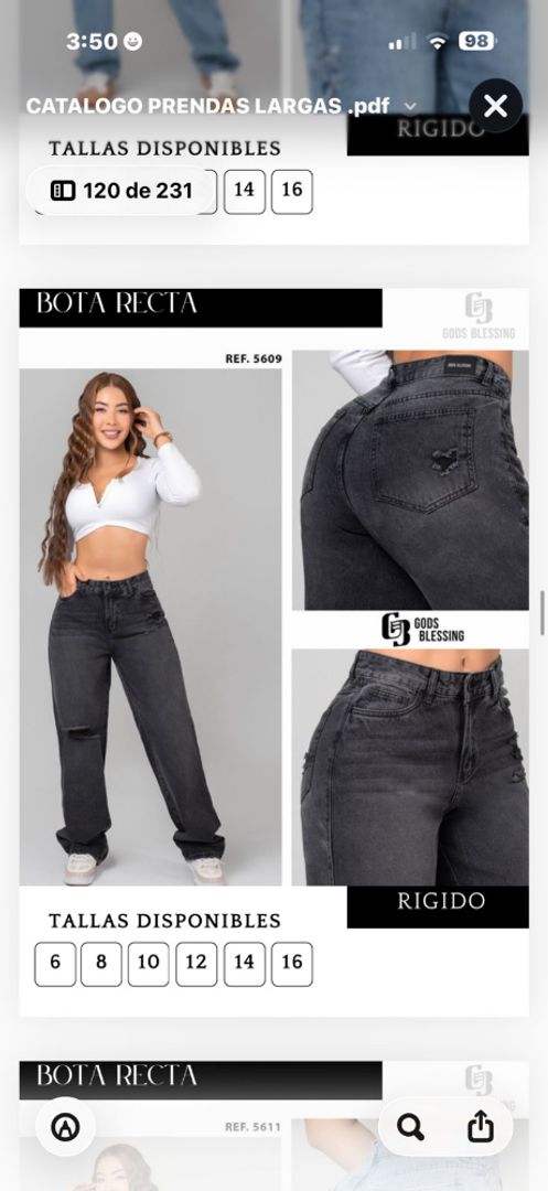 Jeans humo bota recta 