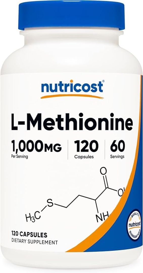 L metionina 1,000 mg 120 cápsulas, 60 porciones Nutricost 