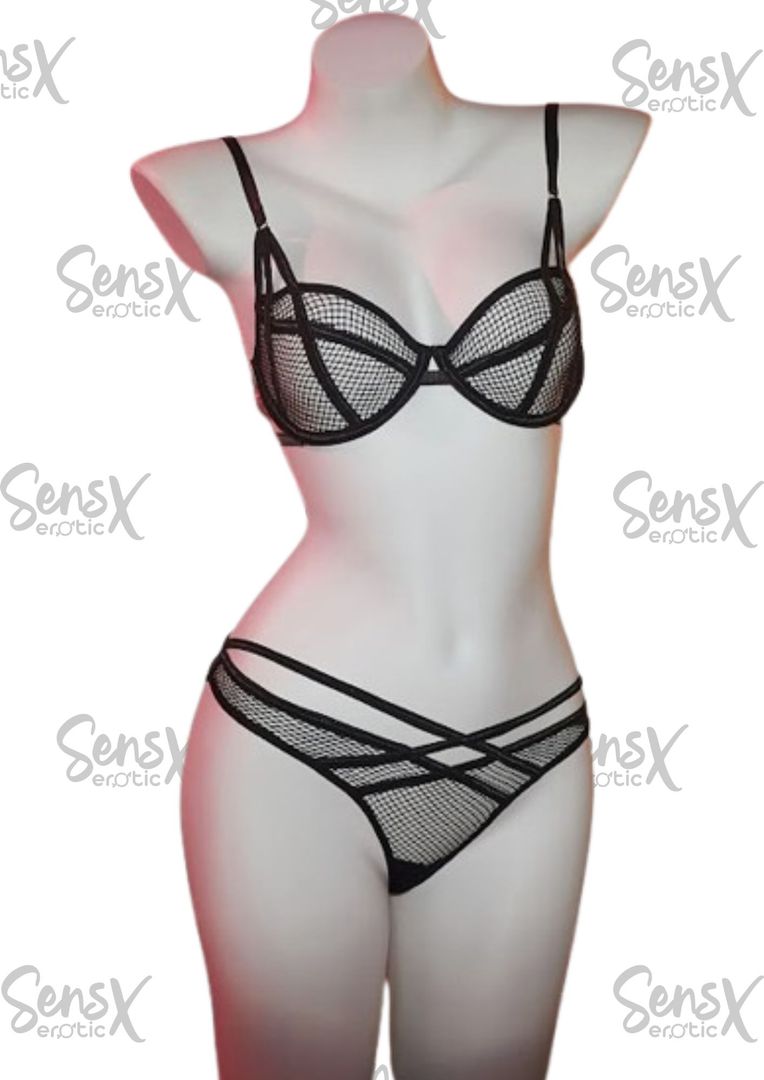Conjunto lencería en malla 