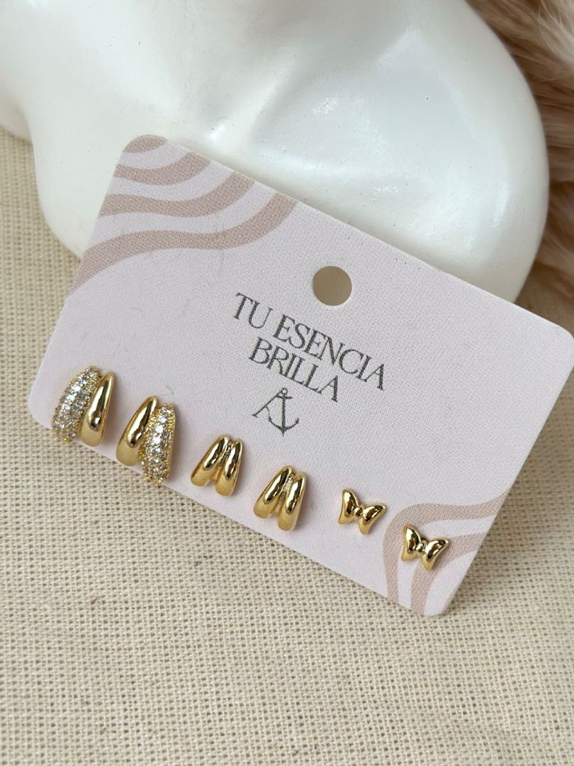 Set topo trío gota doble 