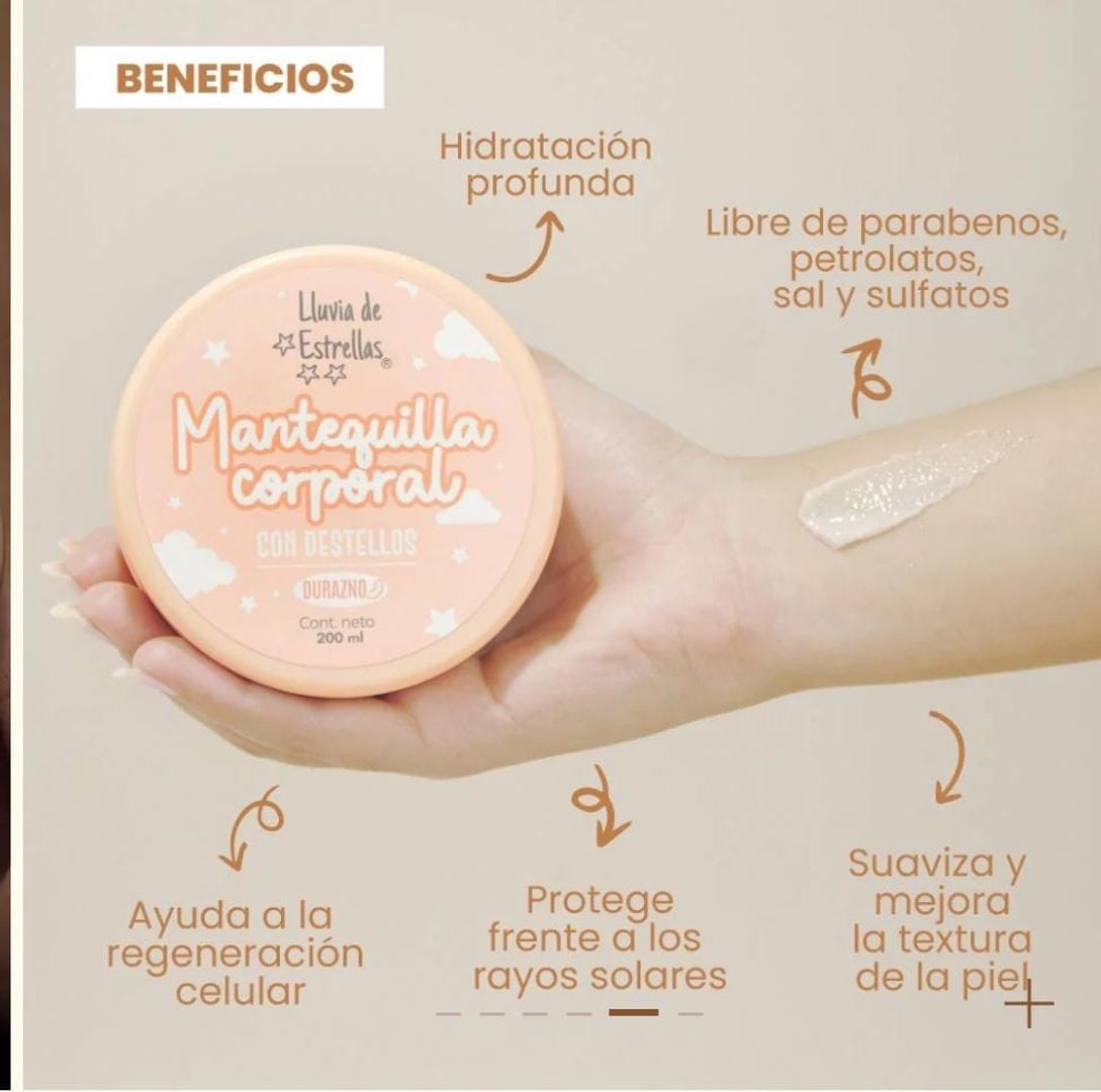 Mantequilla corporal con destellos durazno 