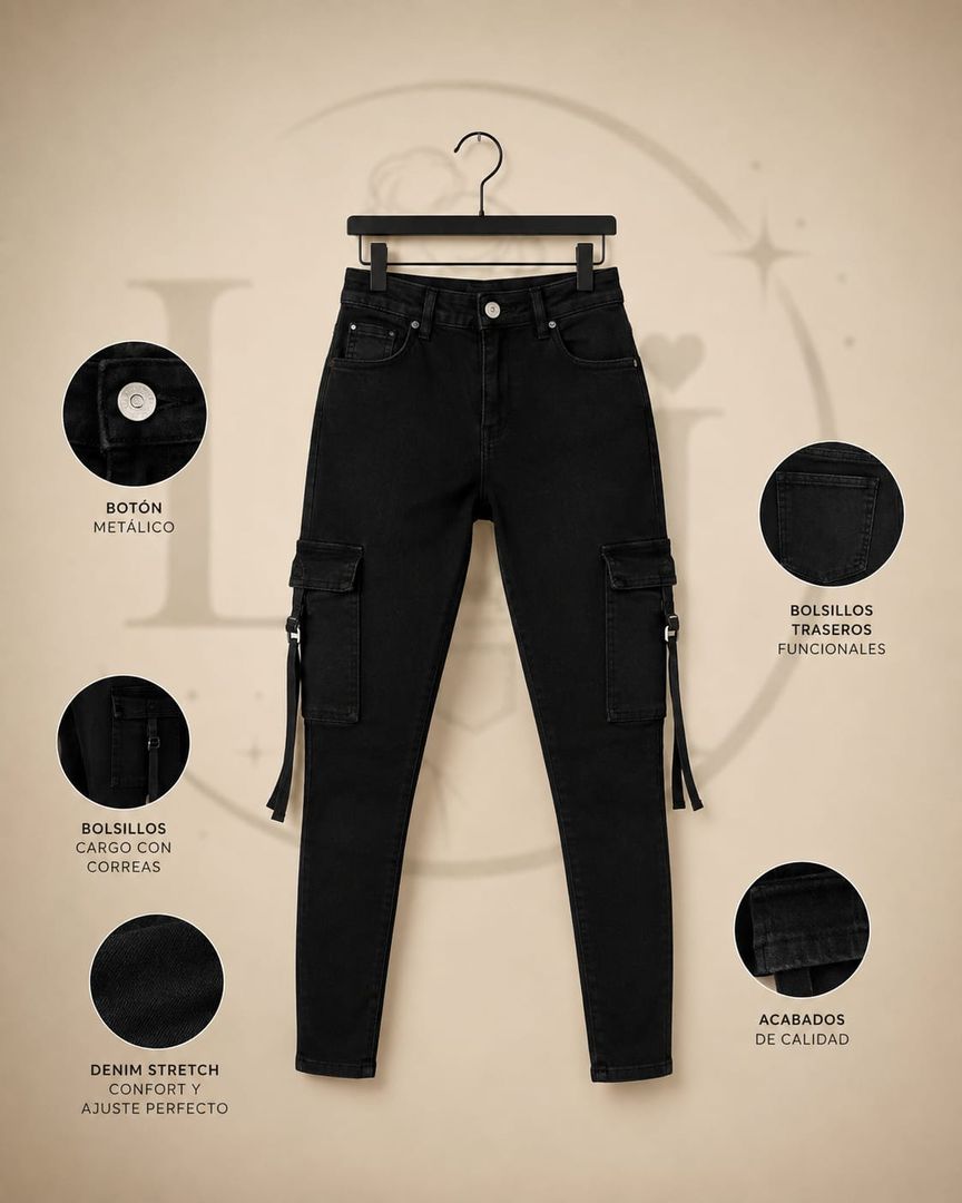 Jeans cargo ajustados de estilo casual 
