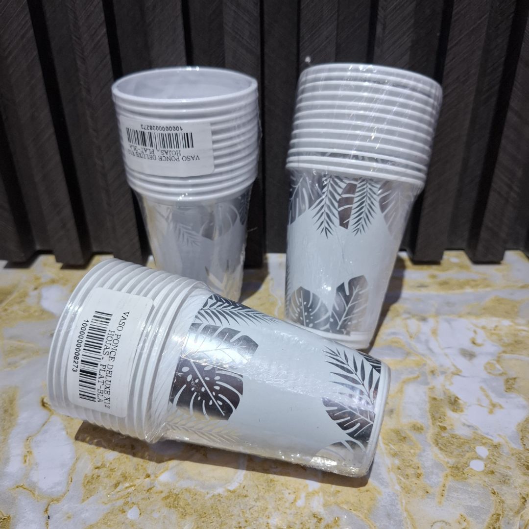 VASO X12 UND HOJAS PLATA/BLANCO