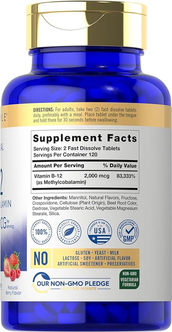 Vitamina B12 de 2000 mcg  240 tab Carlyle