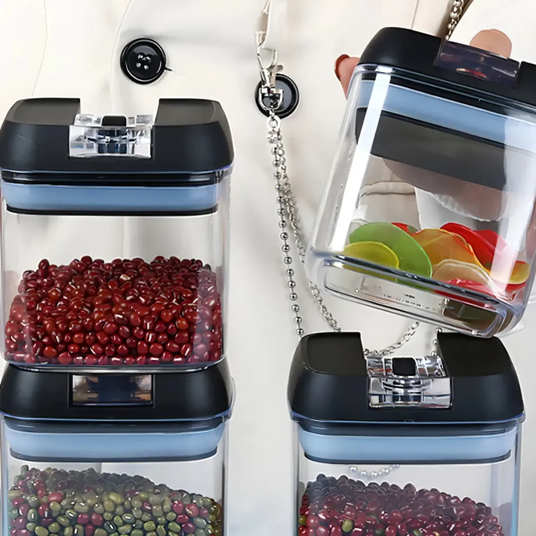 ORGANIZADOR FRASCO HERMETICO COCINA RECIPIENTE X7 COLOR NEGRO