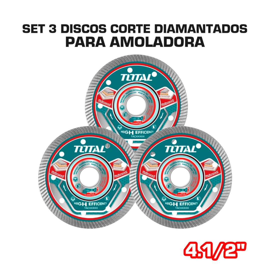 JUEGO DE DISCOS DE CORTE DIAMANTE 4 1/2" 3 PZAS