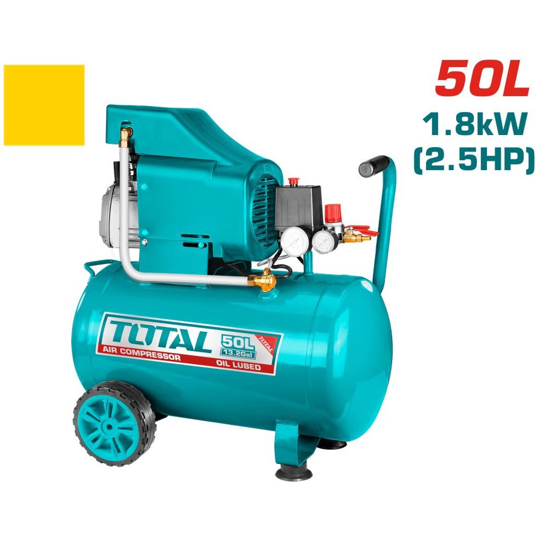 COMPRESOR DE AIRE 50 LITROS 110V 1.8KW 2,5HP TOTAL CON ACEITE