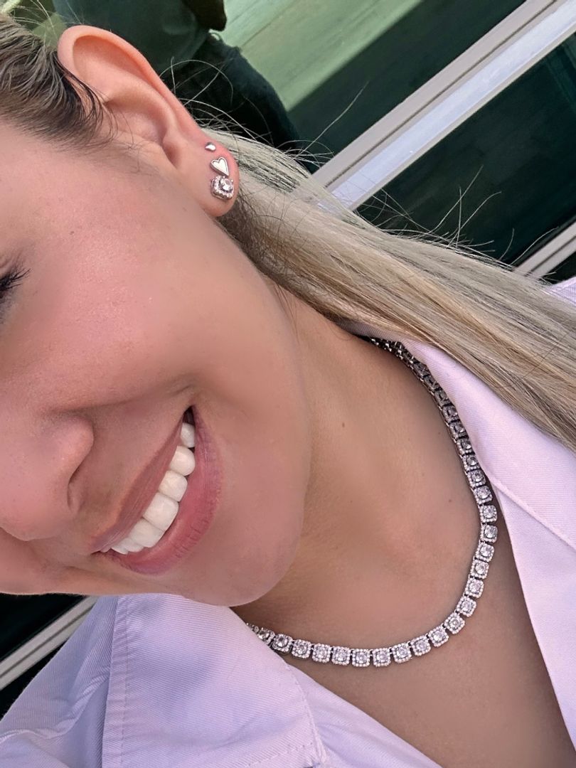 Collar cuadros circonias plateado 