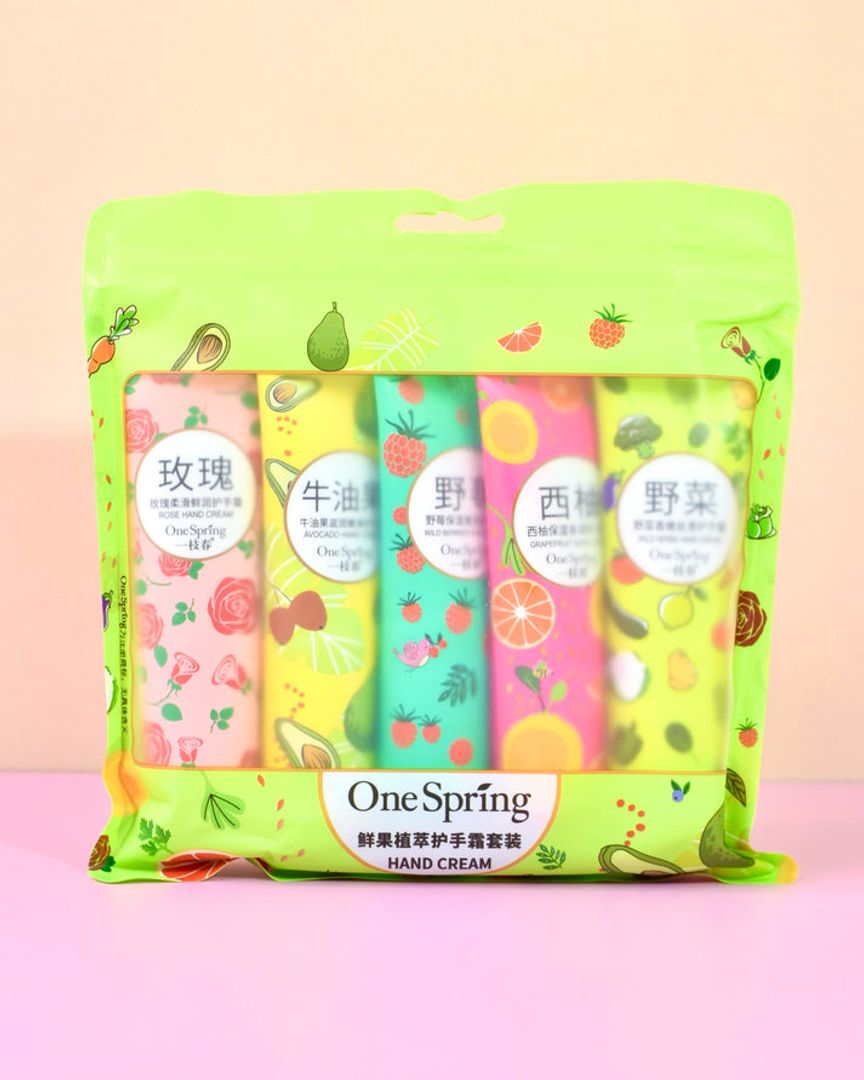 Cremas de Manos OneSpring x5 – Hidratación Frutal Floral 