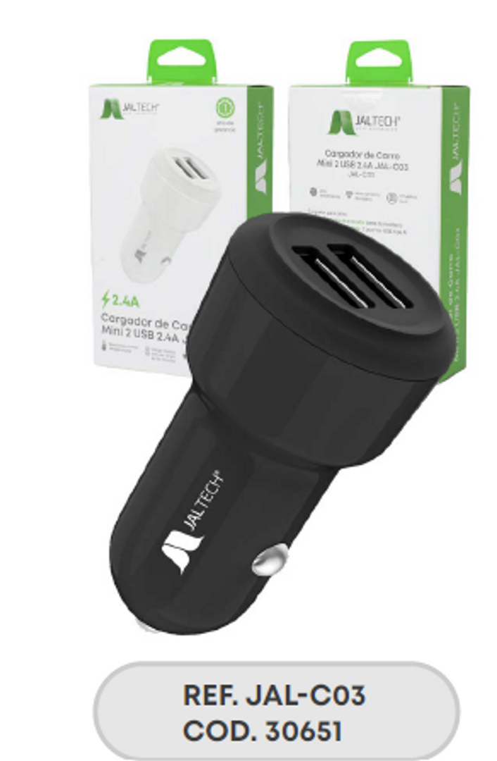 CARGADOR DE CARRO MINI 2 USB 2.4A JAL-C03