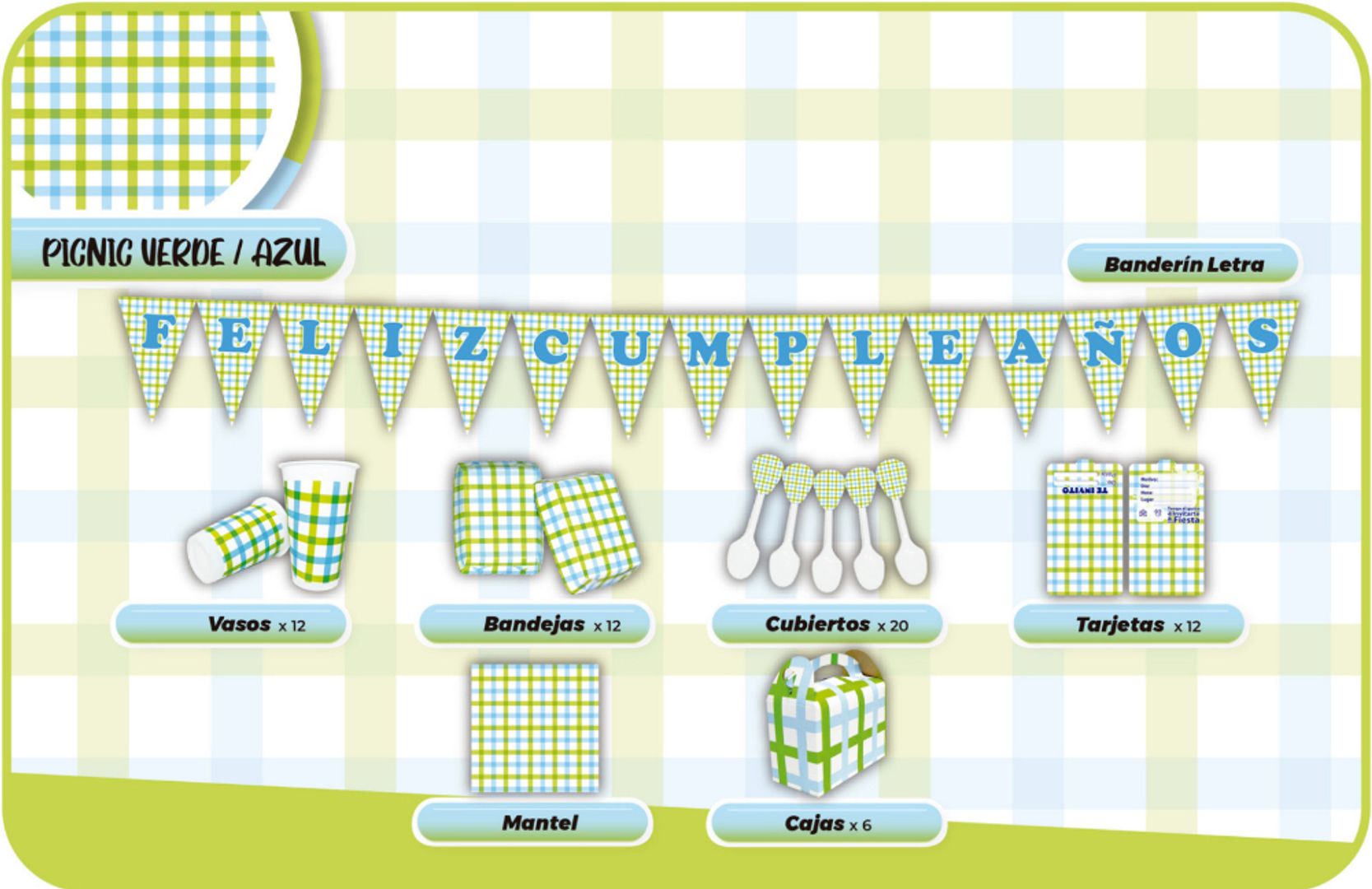 DECORACIÓN PICNIC VERDE AZUL 