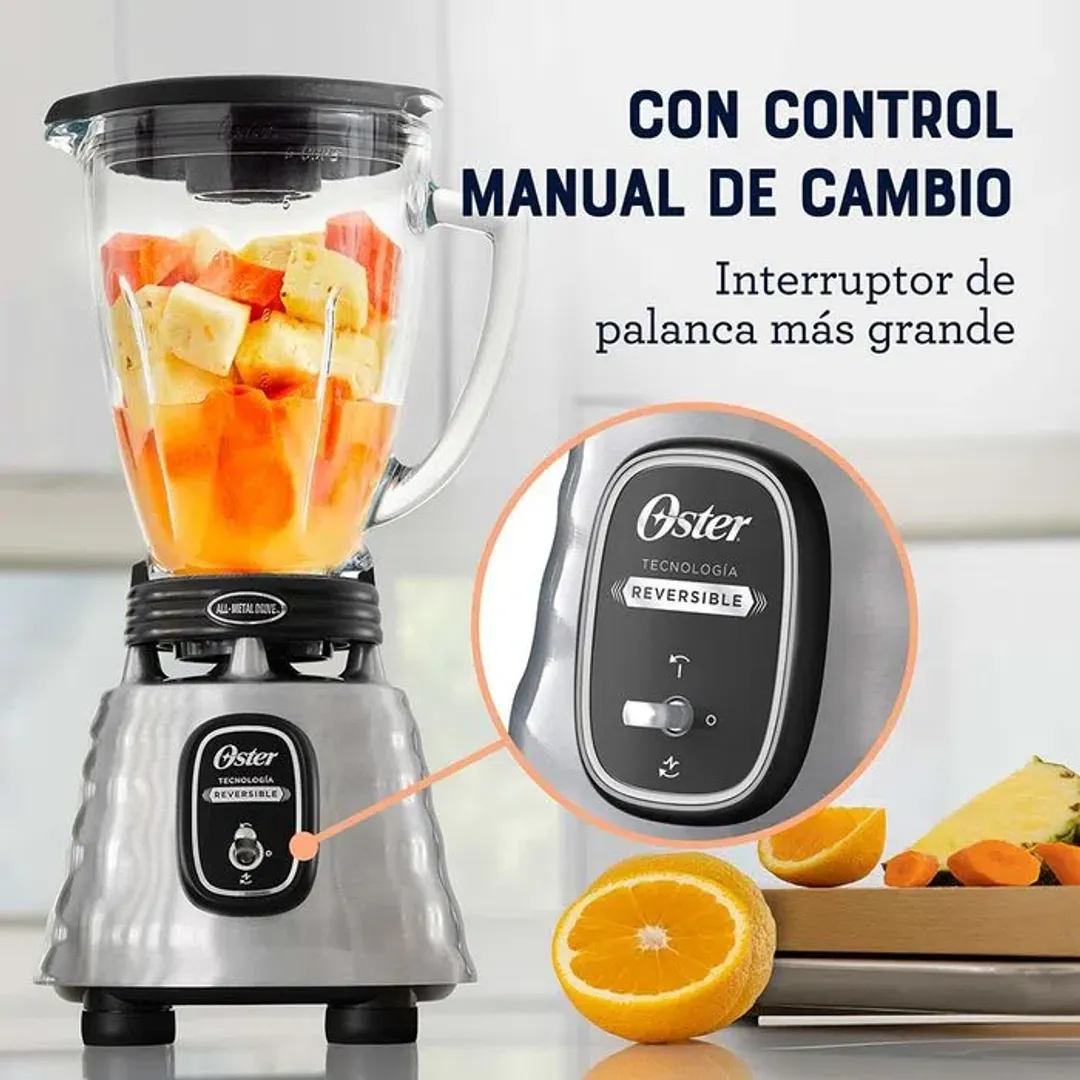 Licuadora clasica en aluminio con motor reversible Oster