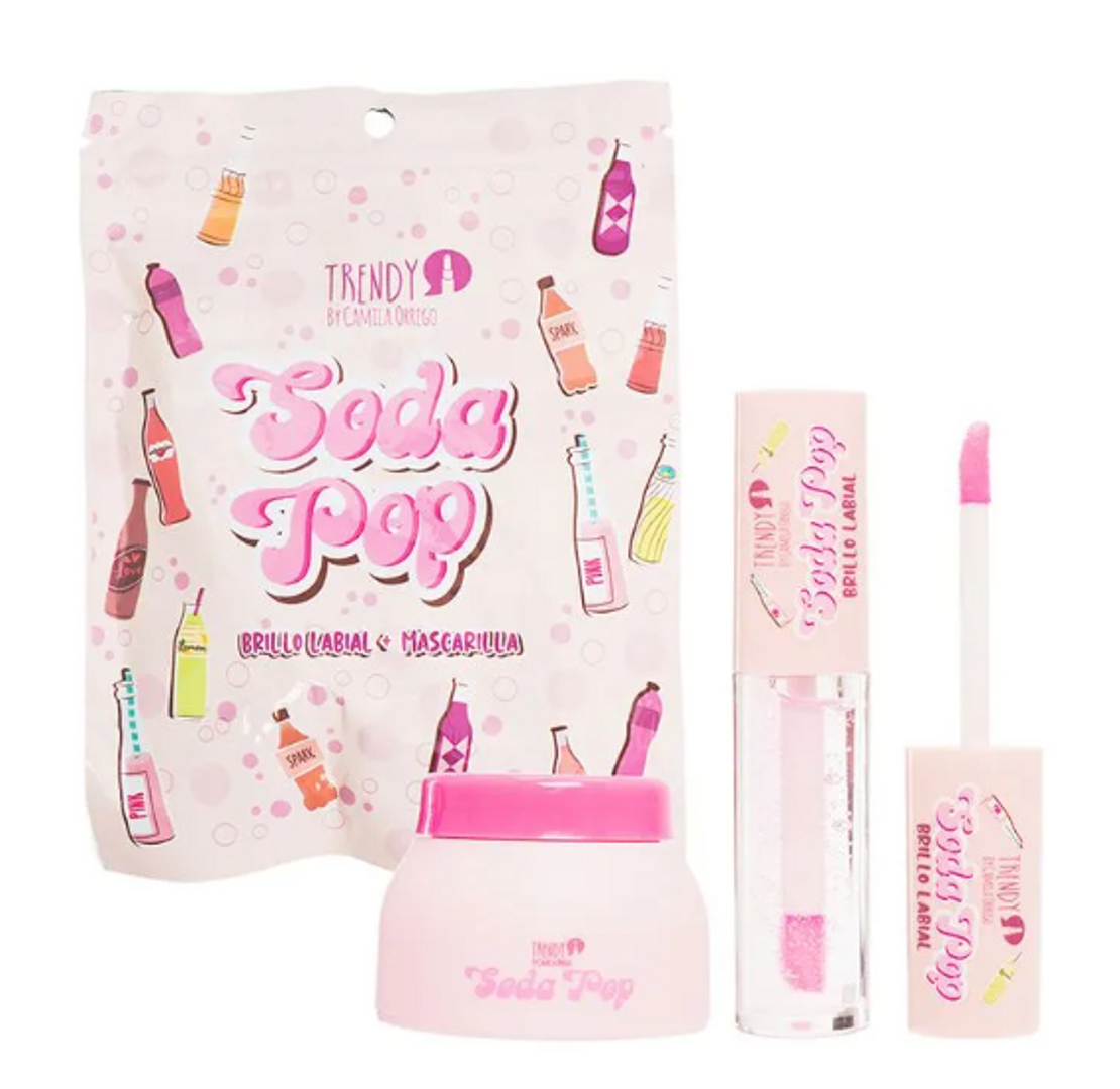 KIT DE LABIOS SODA POP BRILLO Y MASCARILLA TRENDY 