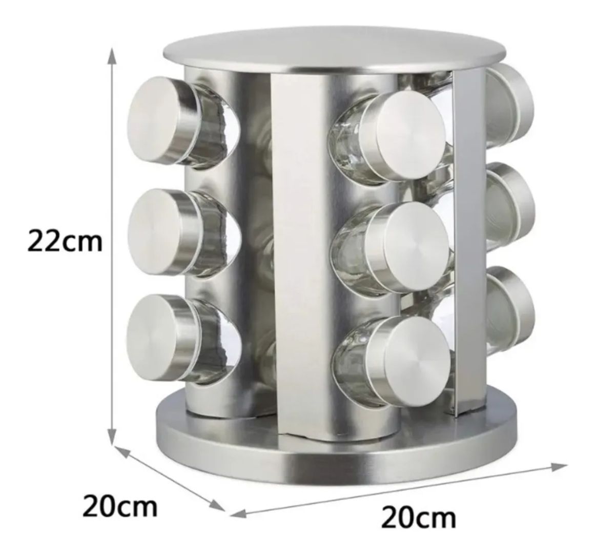 CONDIMENTERO ESPECIAS ACERO INOXIDABLE GIRATORIO X12