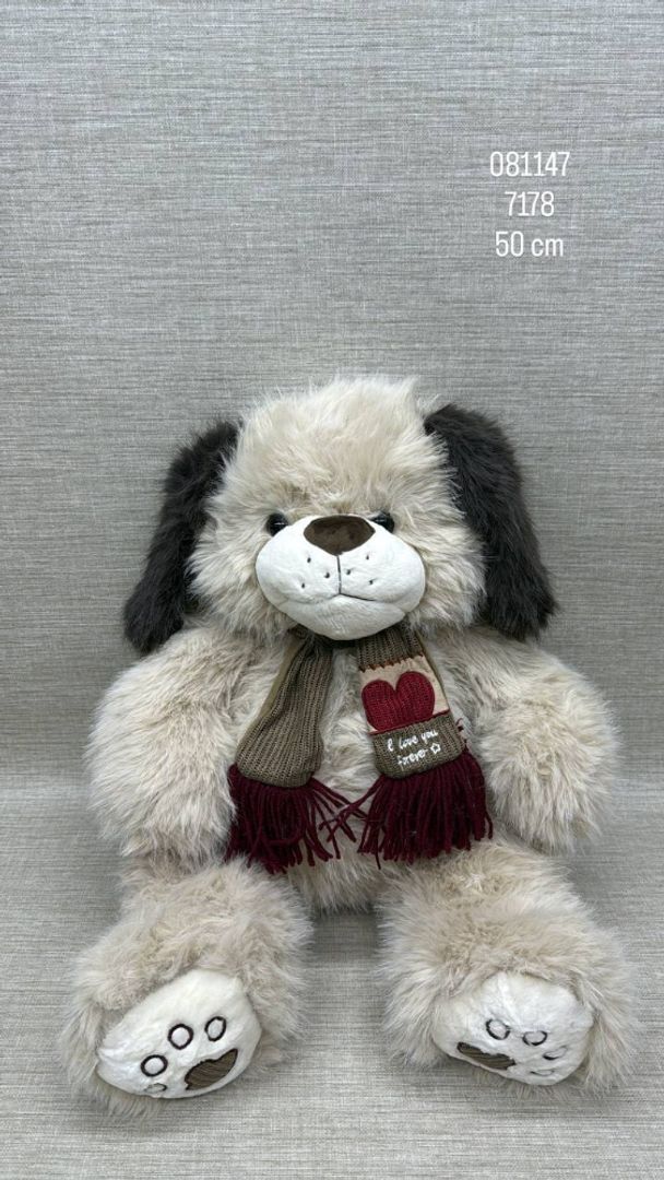 PERRITO PELUDITO CON BUFANDA 50 CM