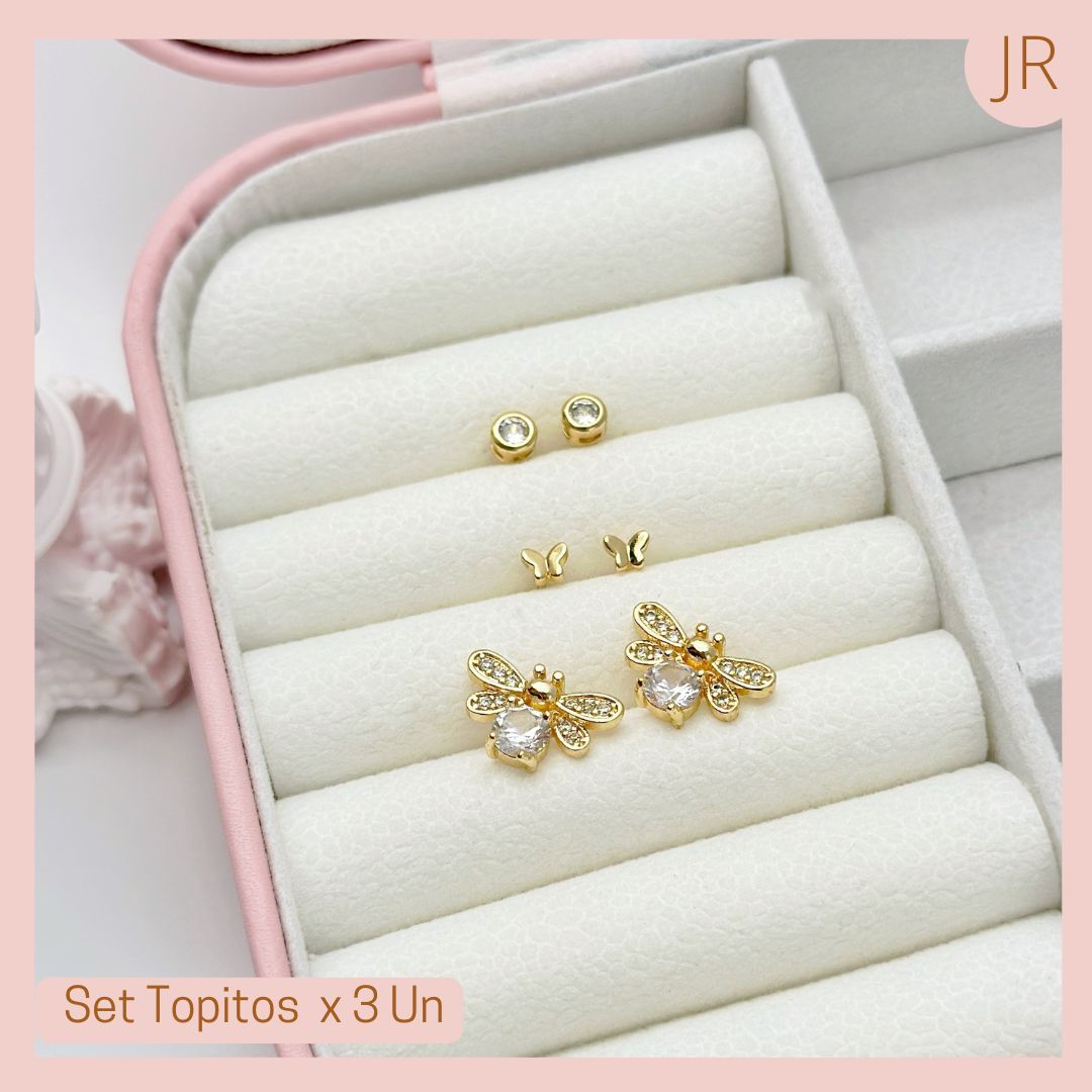 Set x 3 Un topitos Abeja/Mariposa Dorados