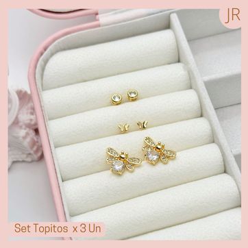 Imagen del producto Set x 3 Un topitos Abeja/Mariposa Dorados