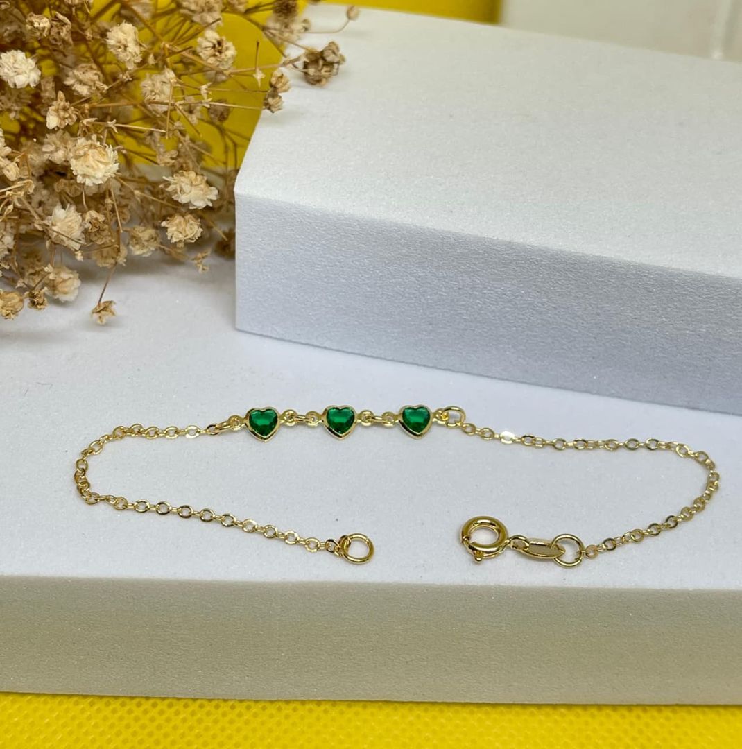 Pulsera aros love circon verde 18cm