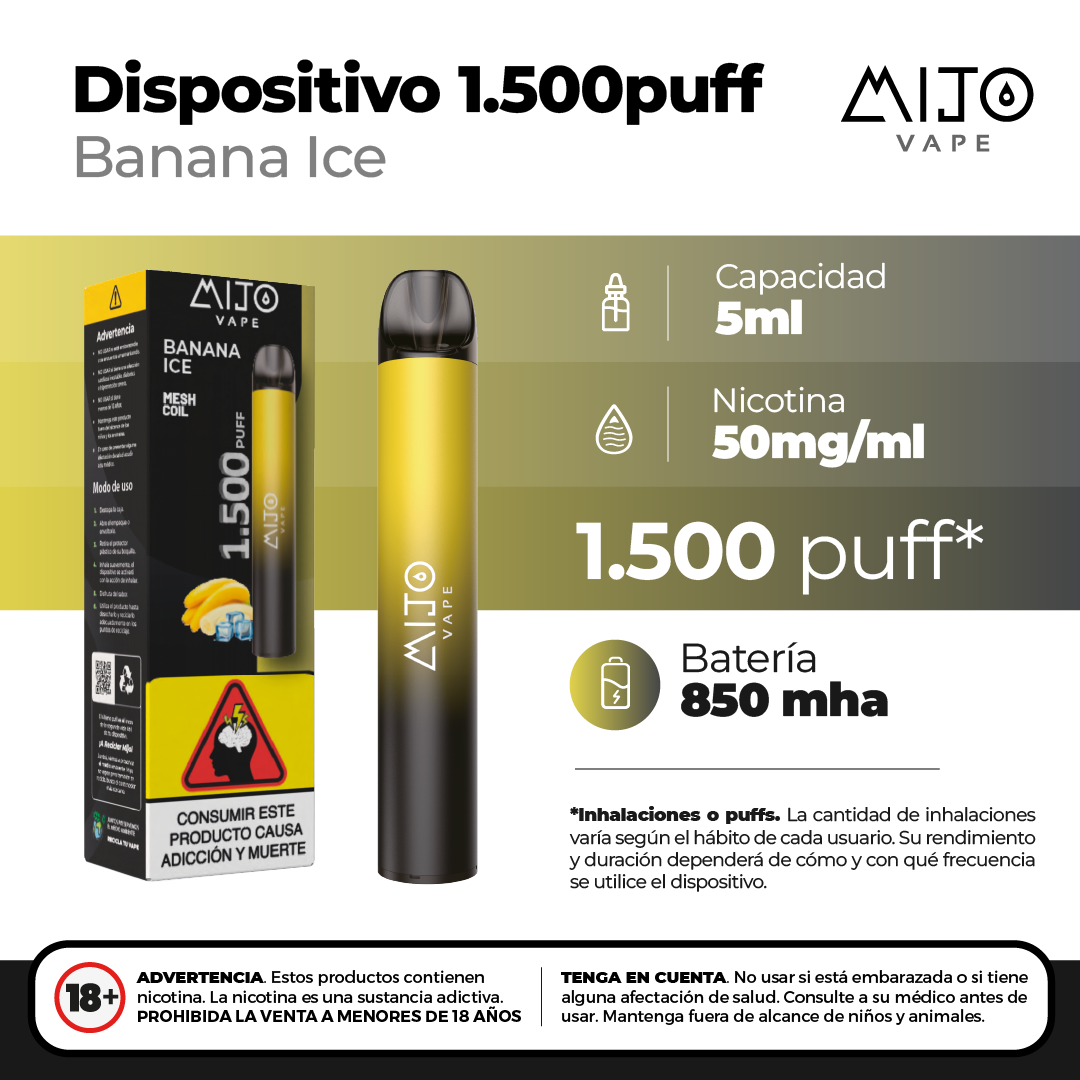 Mijo Banano Ice 1500 Puffs