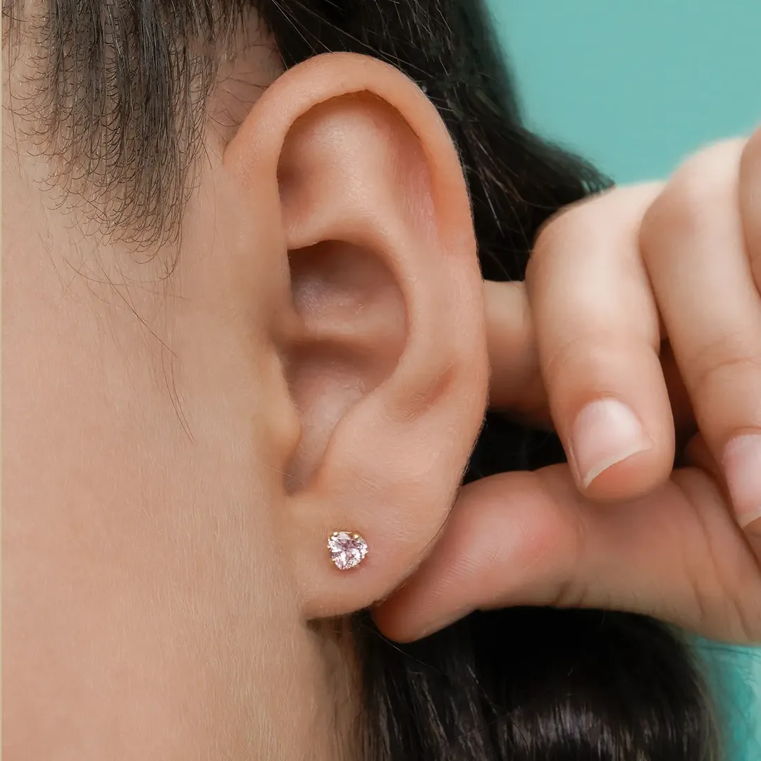 A Topo Circonia Corazón ROSA