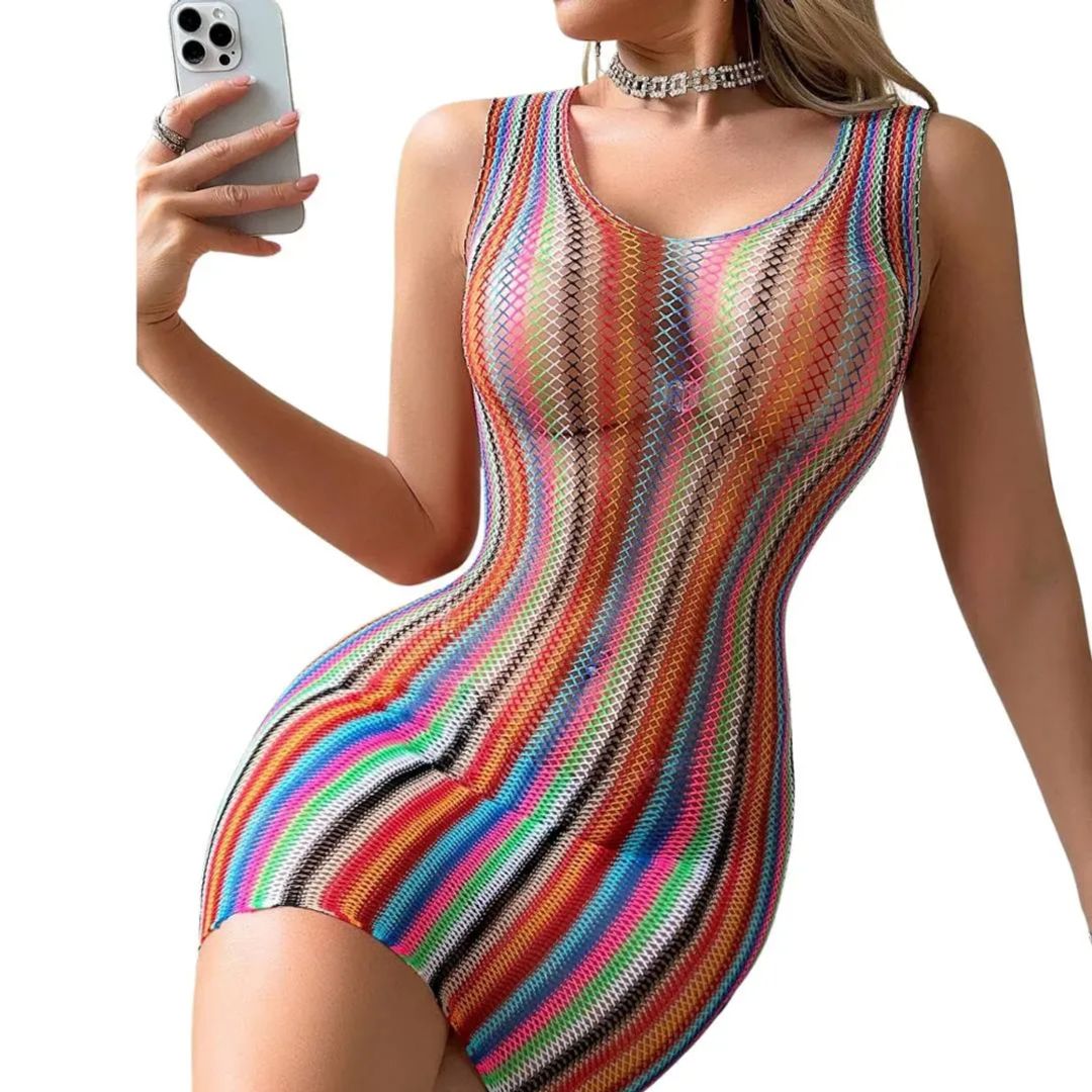 VESTIDO DE MALLA DE COLORES 