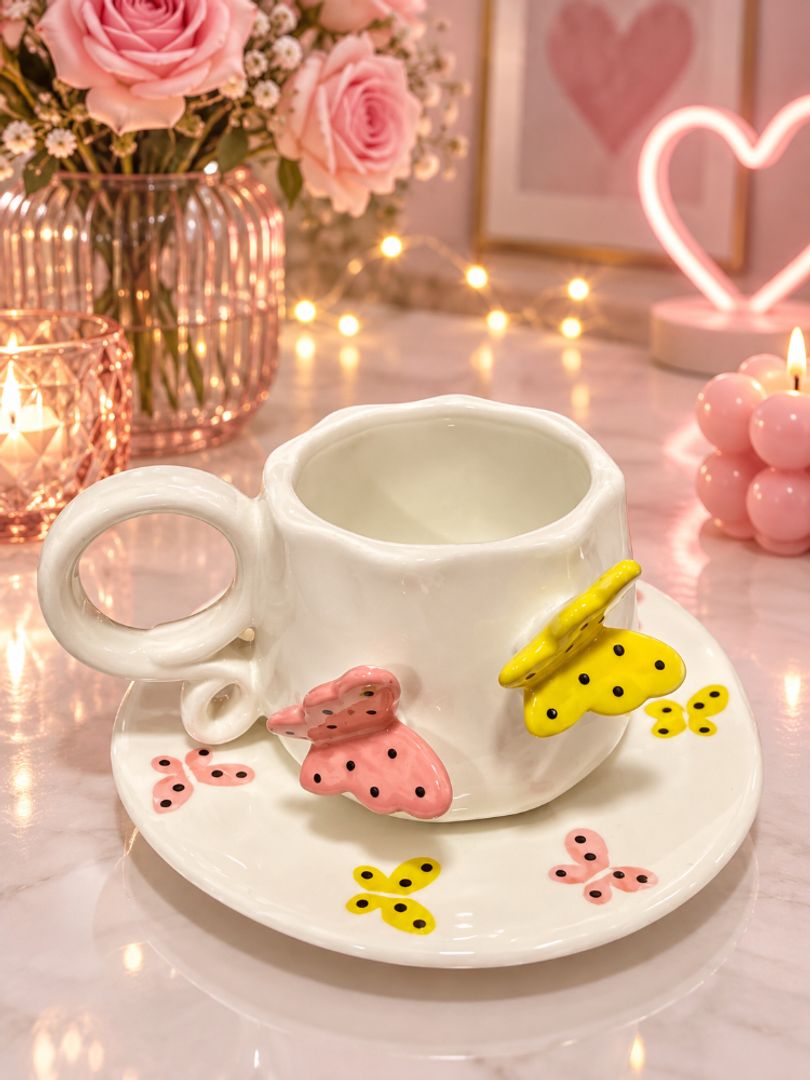 Set Mug plato mariposa 