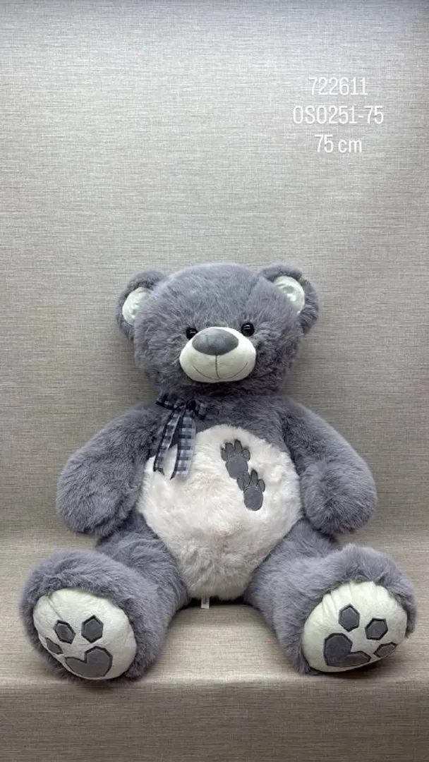 OSO GRIS CON HUELLAS 75 CM
