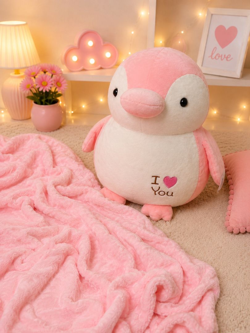 Cojín cobija pingüino 