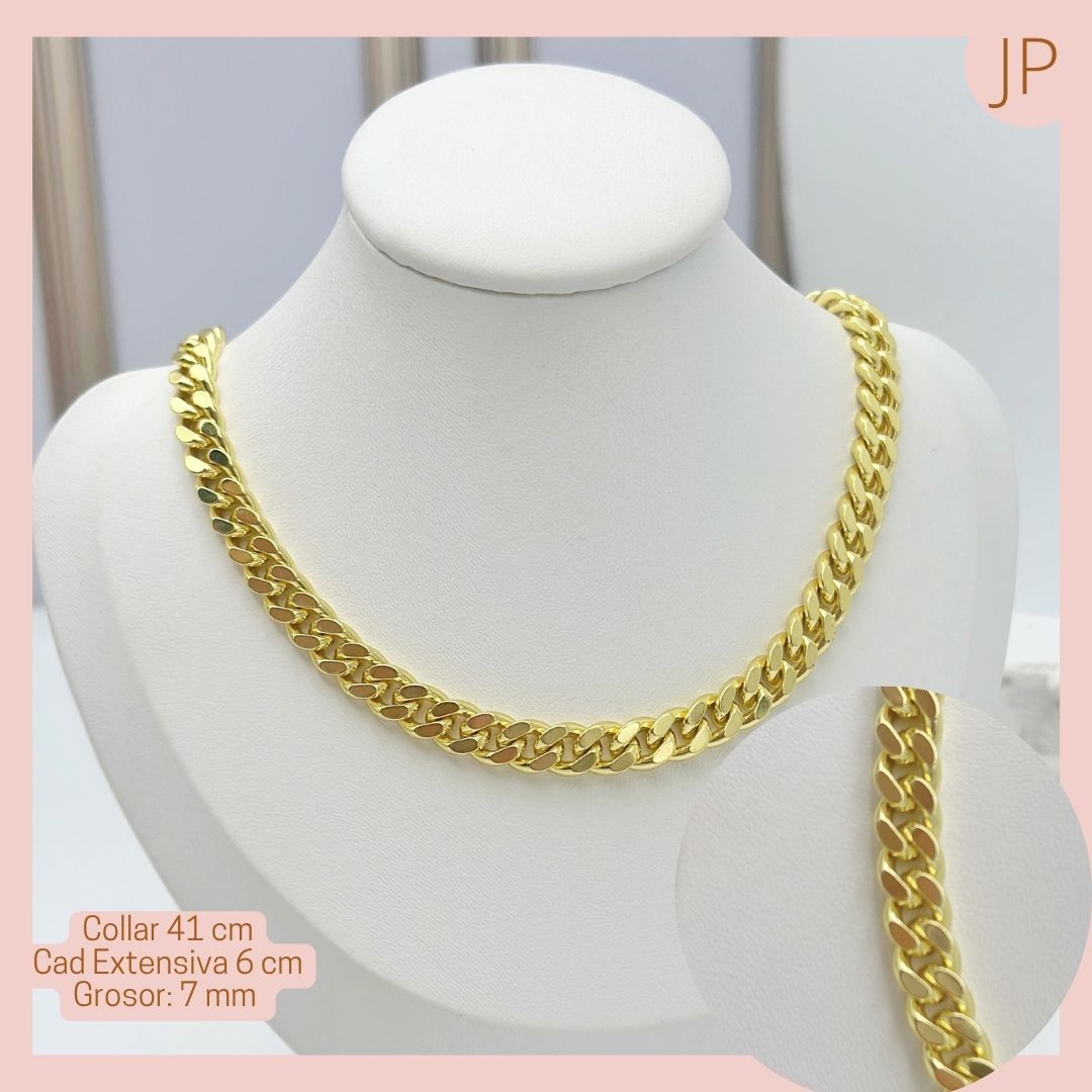 Cadena Cubana 7 mm Dorada