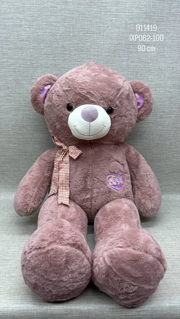 OSO PALO ROSA   CON BORDADO LOVE DE  90 CM 