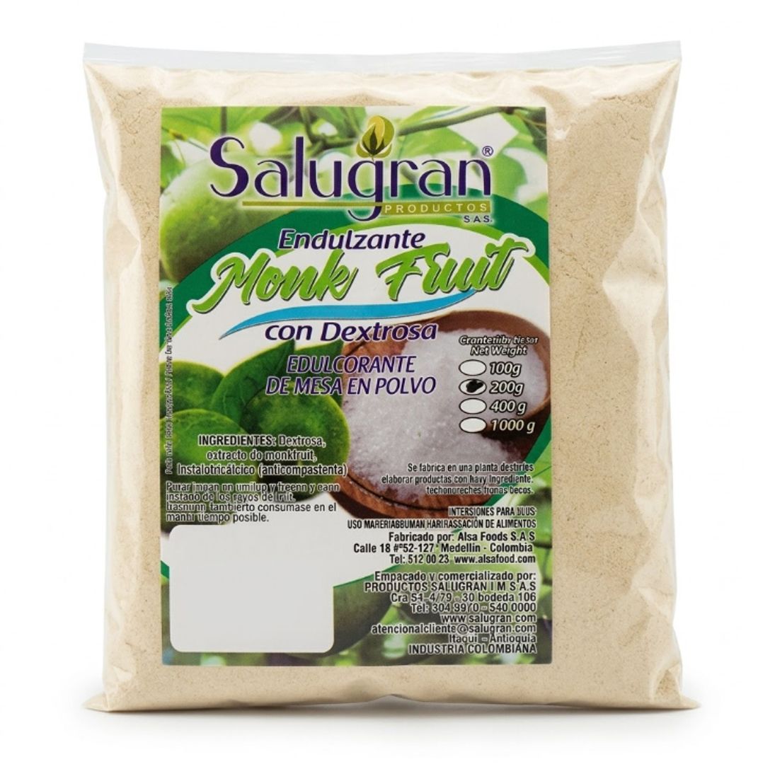 ENDULZANTE MONK FRUIT + DEXTROSA X 200GR SALUGRAN